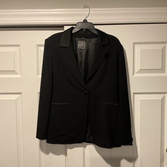 Cinzia Rocca Vintage Black Wool Single Button Dress Blazer Suit Jacket US sz 12 - Picture 6 of 9